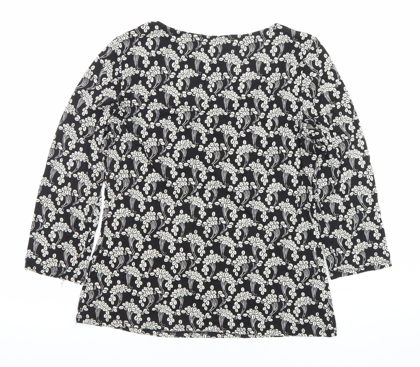 Phase Eight Womens Black Floral Jersey Tunic Blouse Size 14