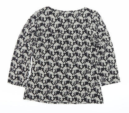 Phase Eight Womens Black Floral Jersey Tunic Blouse Size 14