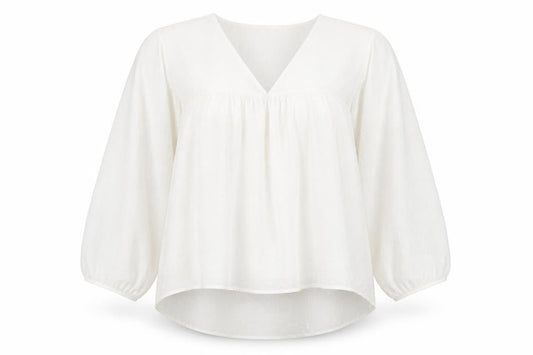 New Look Women’s White 3/4 Sleeve V-Neck Tunic Blouse Size 8
