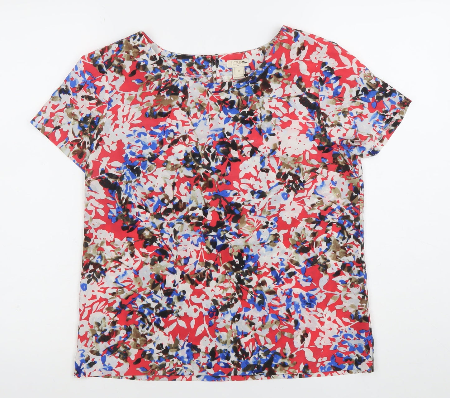 J.Crew Women's Multicoloured Floral XS Short Sleeve Blouse