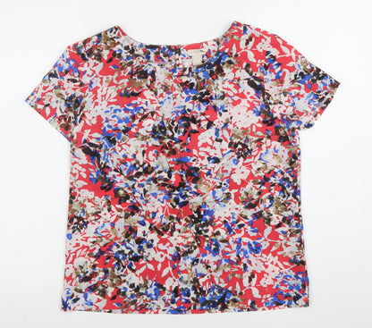 J.Crew Women's Multicoloured Floral XS Short Sleeve Blouse