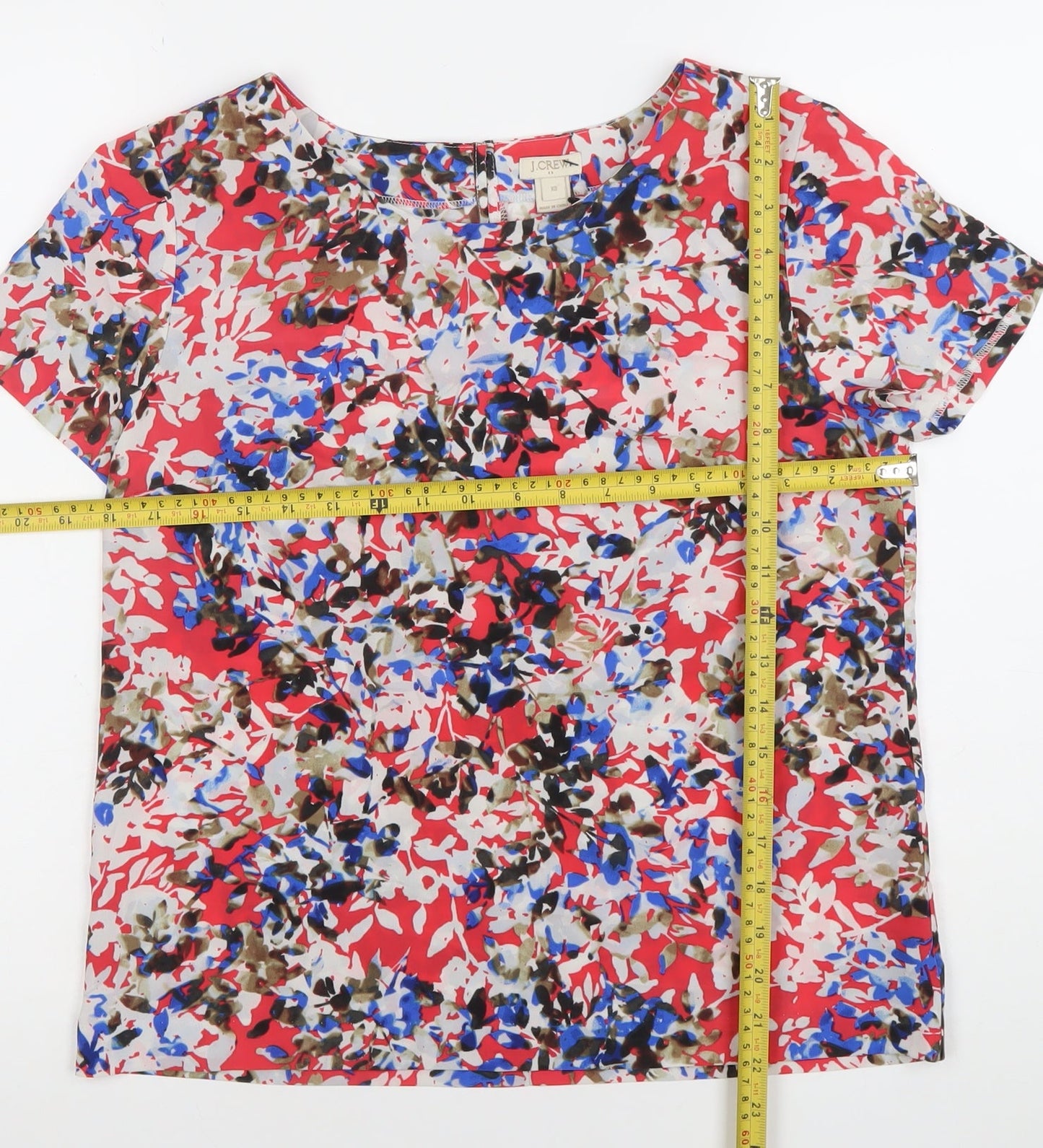 J.Crew Women's Multicoloured Floral XS Short Sleeve Blouse