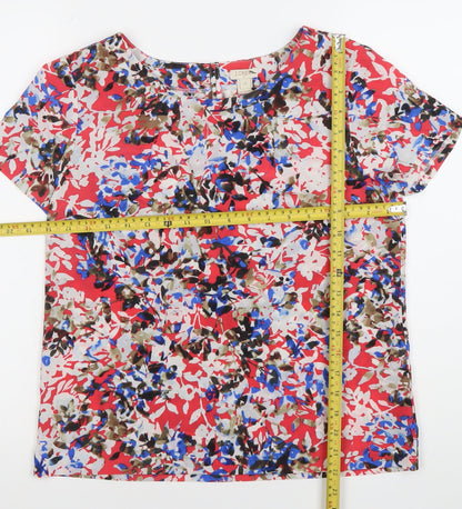 J.Crew Women's Multicoloured Floral XS Short Sleeve Blouse