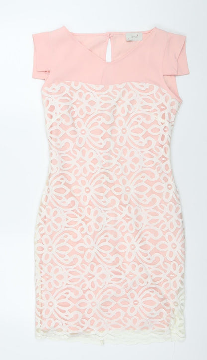 Almar Womens Pink Lace Bodycon Dress Size 8 Wedding Party