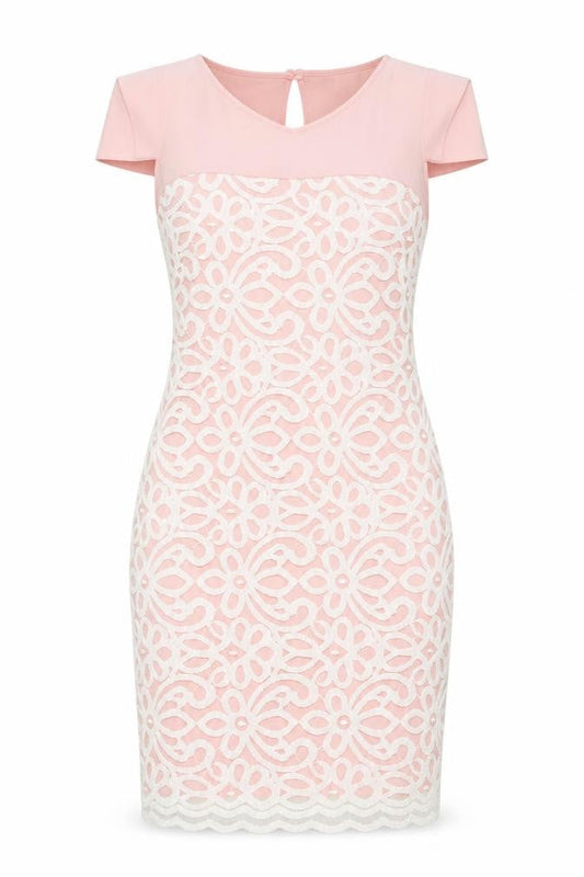 Almar Womens Pink Lace Bodycon Dress Size 8 Wedding Party