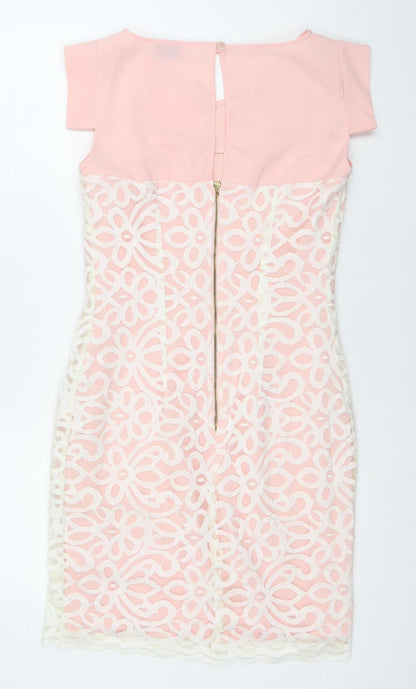Almar Womens Pink Lace Bodycon Dress Size 8 Wedding Party