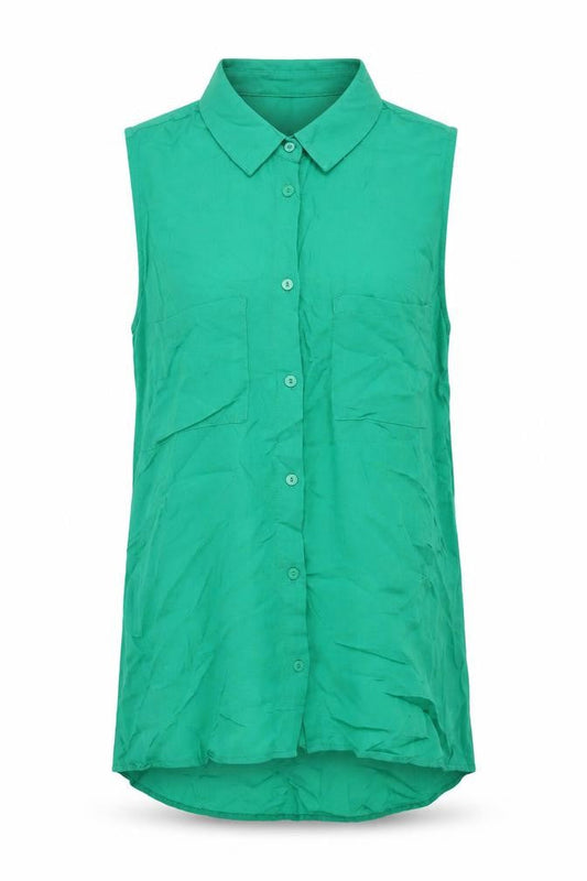 Divided Womens Green Sleeveless Button-Up Shirt Size 6
