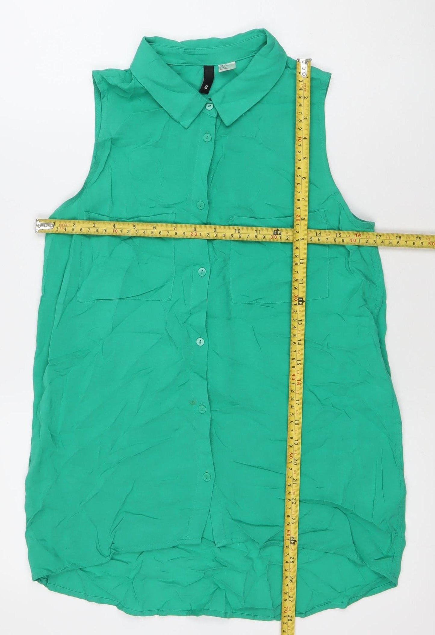 Divided Womens Green Sleeveless Button-Up Shirt Size 6