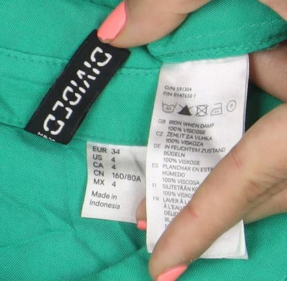Divided Womens Green Sleeveless Button-Up Shirt Size 6
