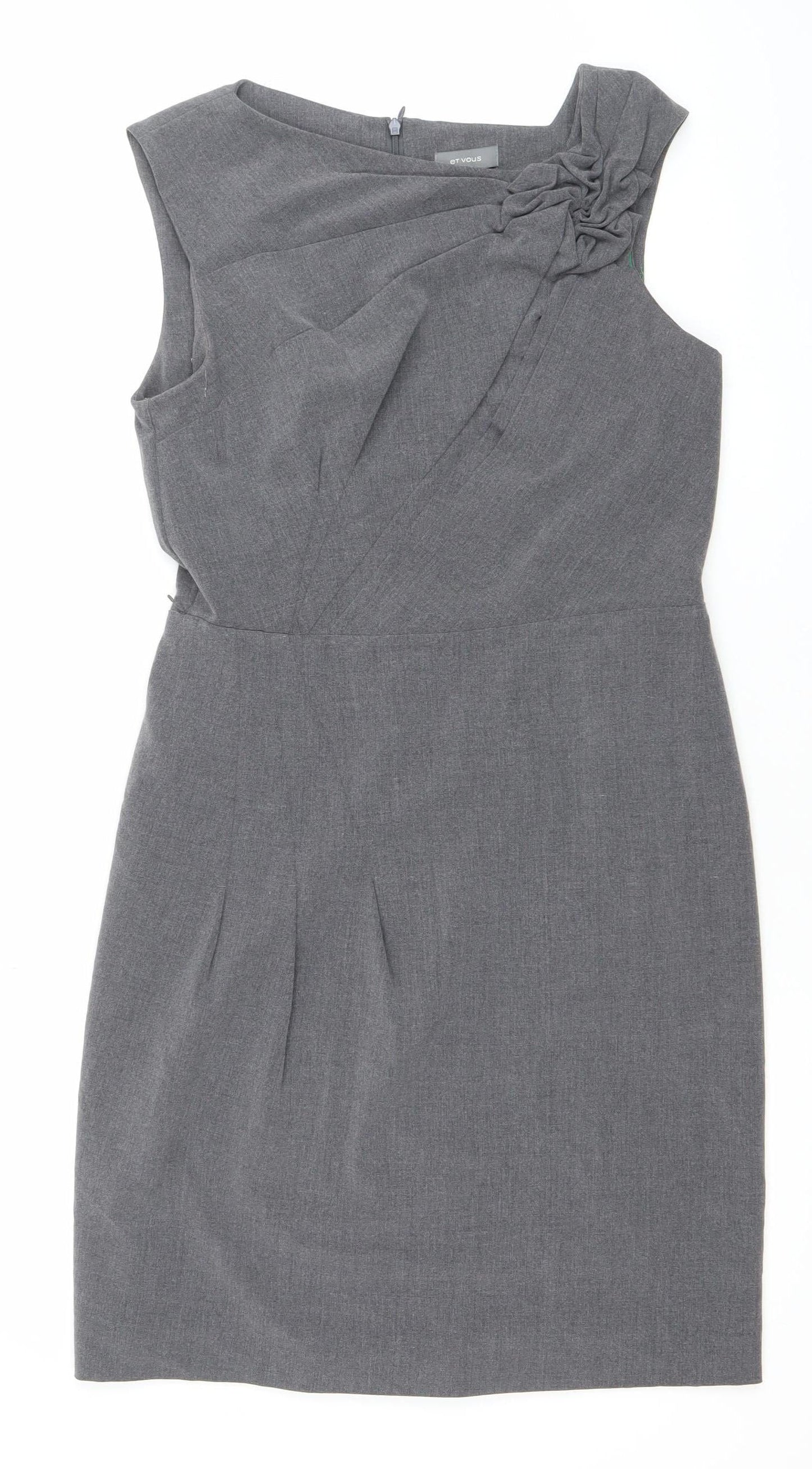 Et Vous Women’s Grey Size 12 Sleeveless Sheath Work Dress