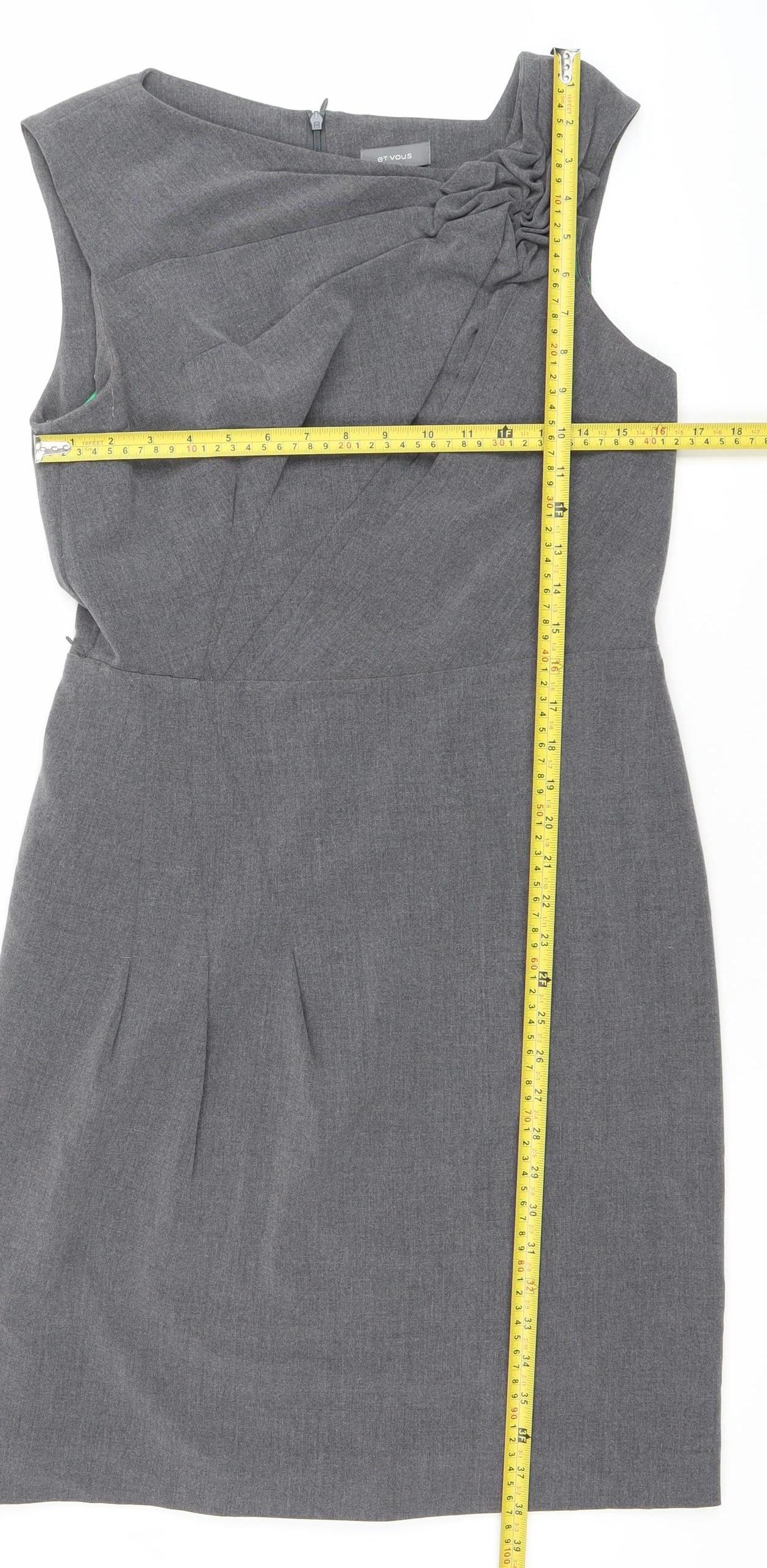 Et Vous Women’s Grey Size 12 Sleeveless Sheath Work Dress