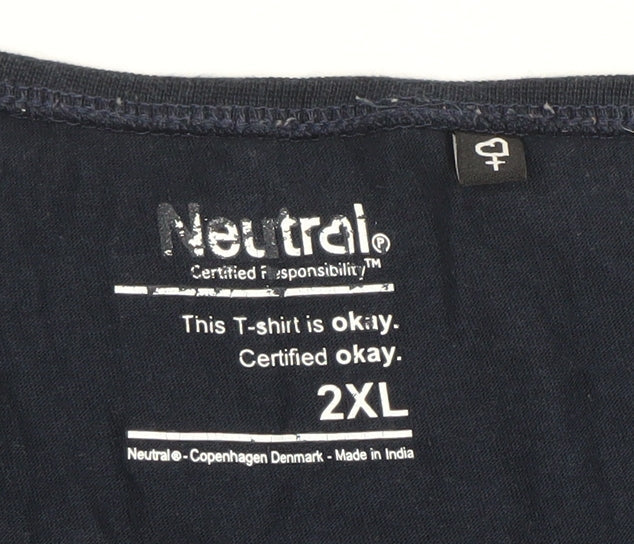 Neutral Womens Blue 2XL Festival Print Cotton T-Shirt