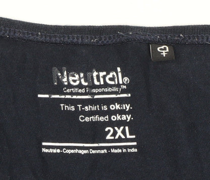 Neutral Womens Blue 2XL Festival Print Cotton T-Shirt