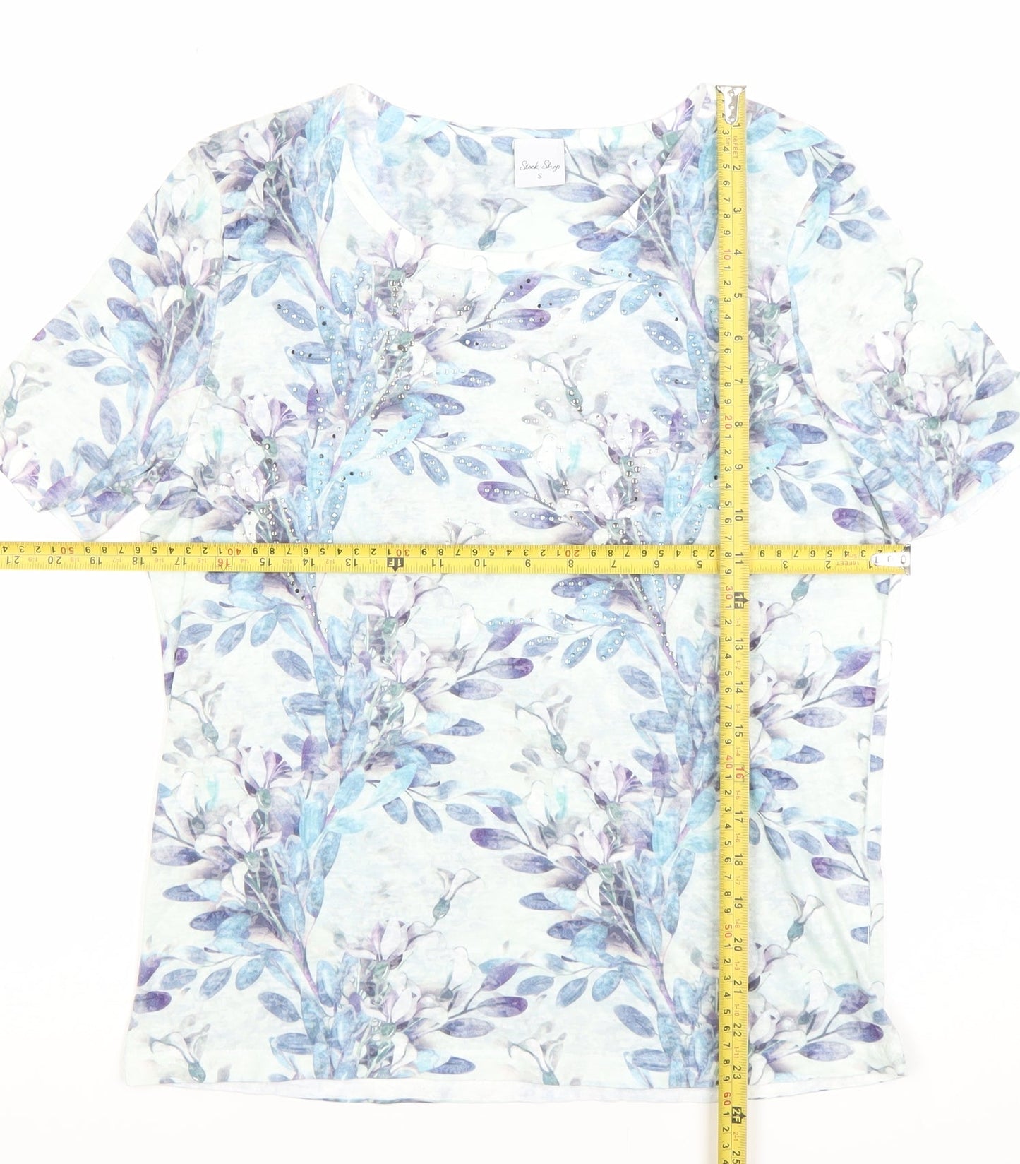 Stock Shop Women’s Multicoloured Floral Rhinestone T-Shirt Size S
