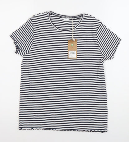 Next Girls Black White Striped T-Shirt 15 Years Crew Neck Short Sleeve