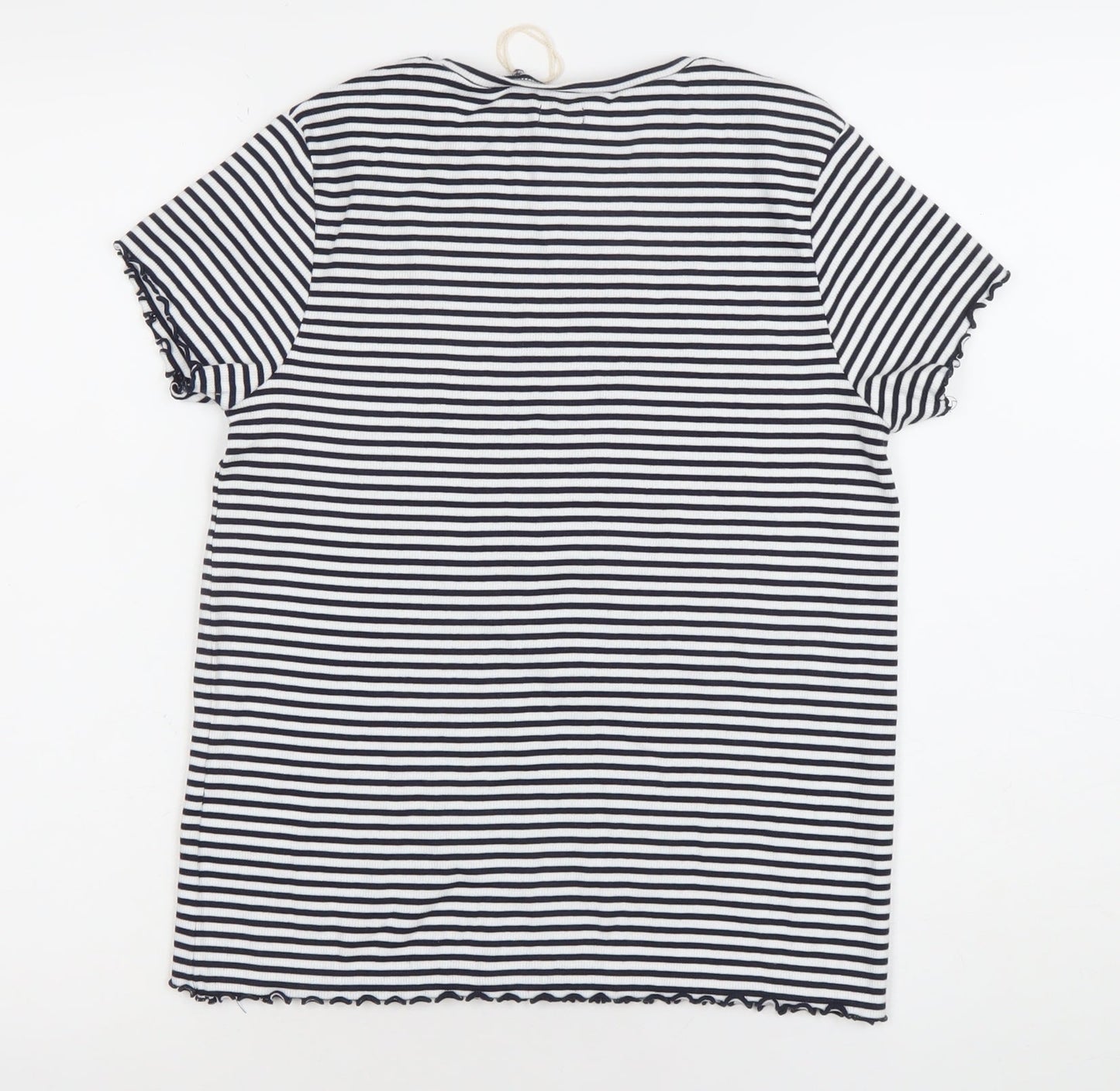 Next Girls Black White Striped T-Shirt 15 Years Crew Neck Short Sleeve