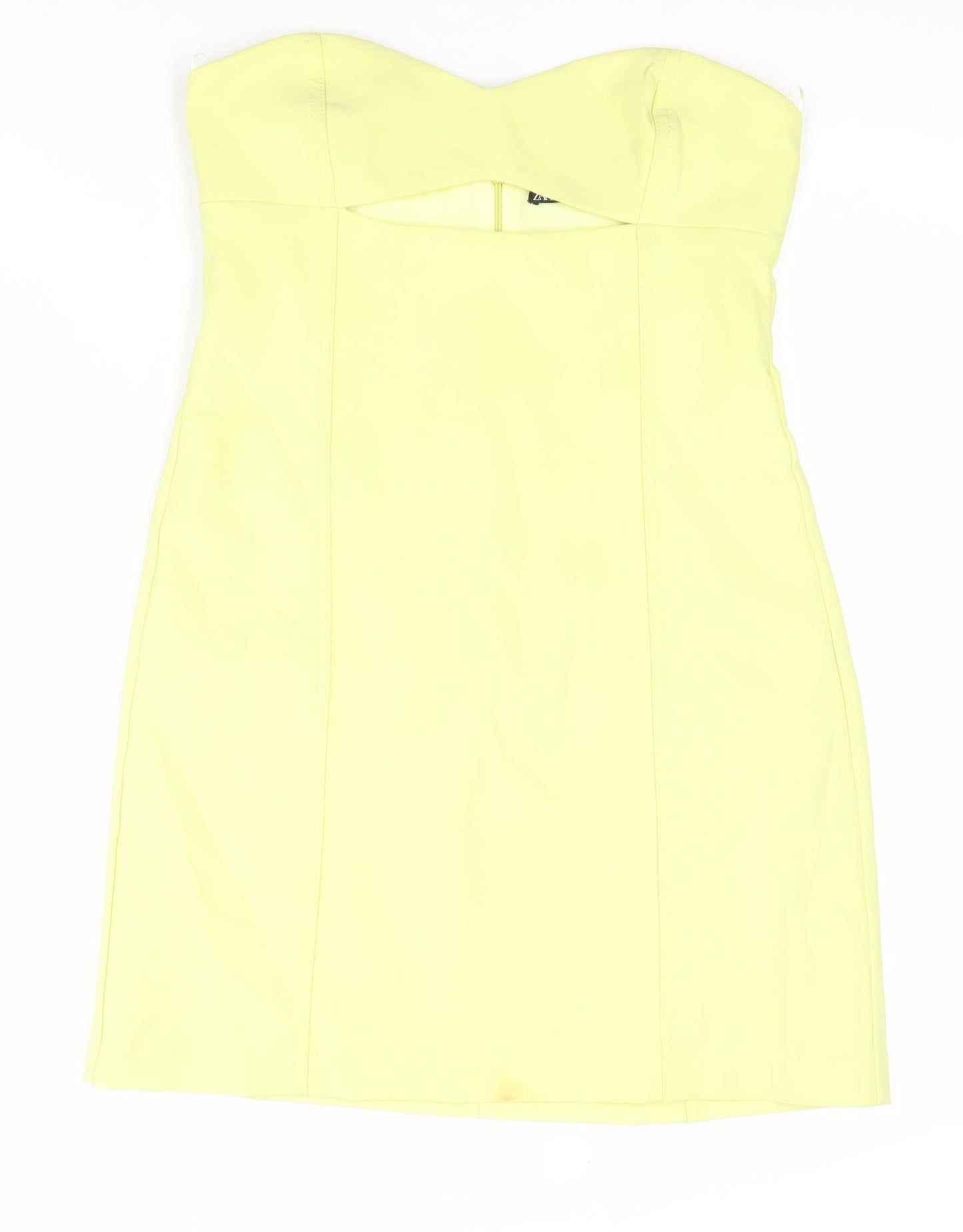 Zara Womens Yellow Strapless Bodycon Dress Size M Short Party