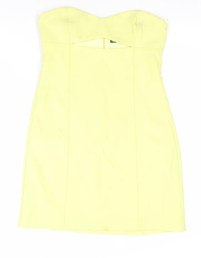 Zara Womens Yellow Strapless Bodycon Dress Size M Short Party