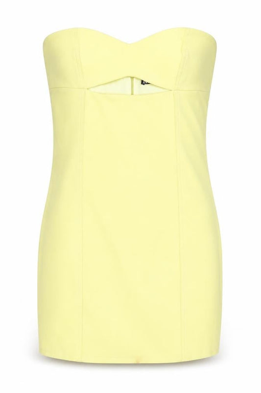 Zara Womens Yellow Strapless Bodycon Dress Size M Short Party