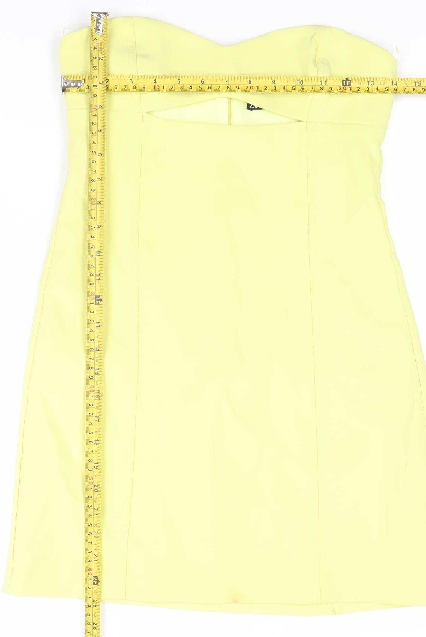 Zara Womens Yellow Strapless Bodycon Dress Size M Short Party