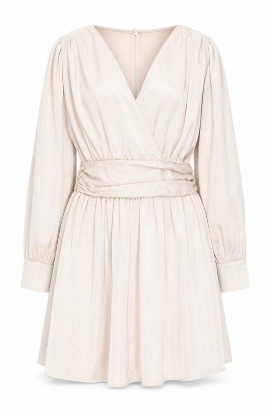 Missguided Plus Beige Wrap Dress UK 22 Women’s Knee Length Pleated V-Neck
