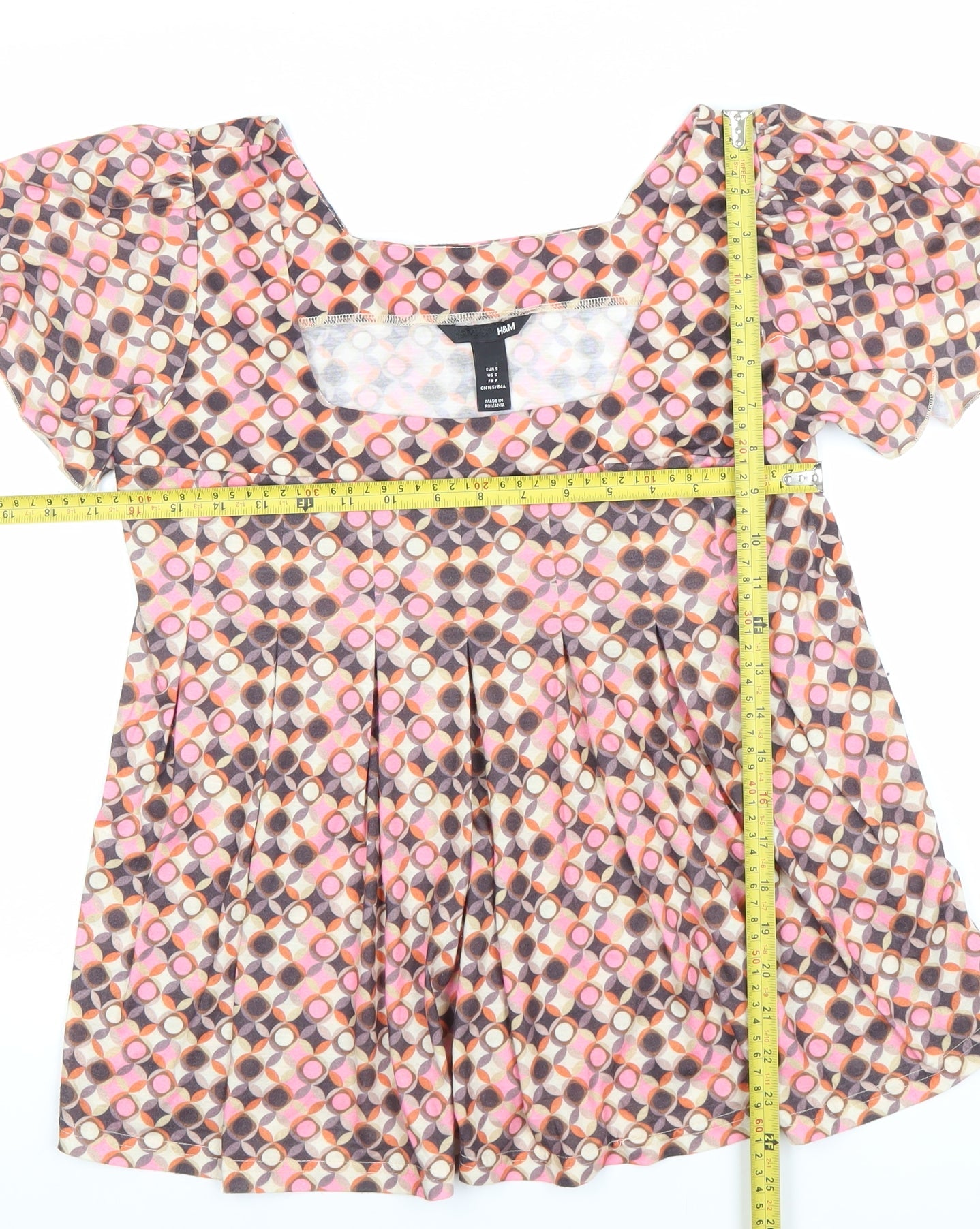 H&M Women’s Multicoloured Geometric Tunic Blouse Size 8