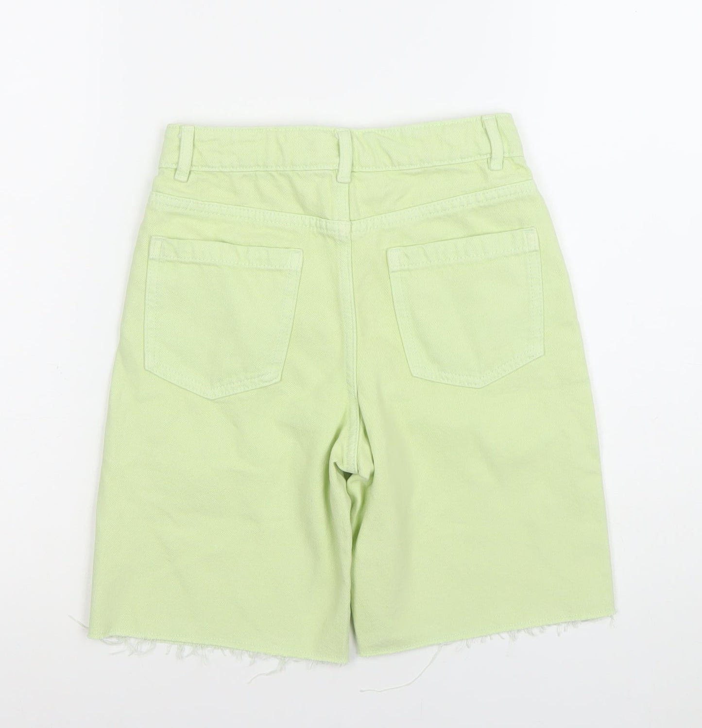 Marks and Spencer Girls Green 8-9Y Cut-Off Adjustable Waist Denim Shorts