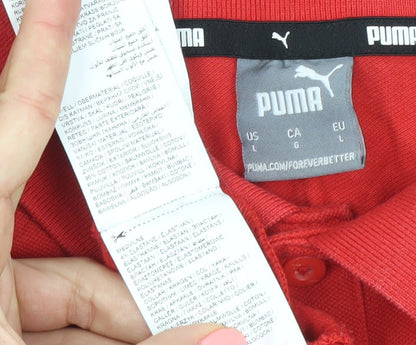 Puma Men’s Red Polo Shirt L Personal Trainer Logo Cotton Blend