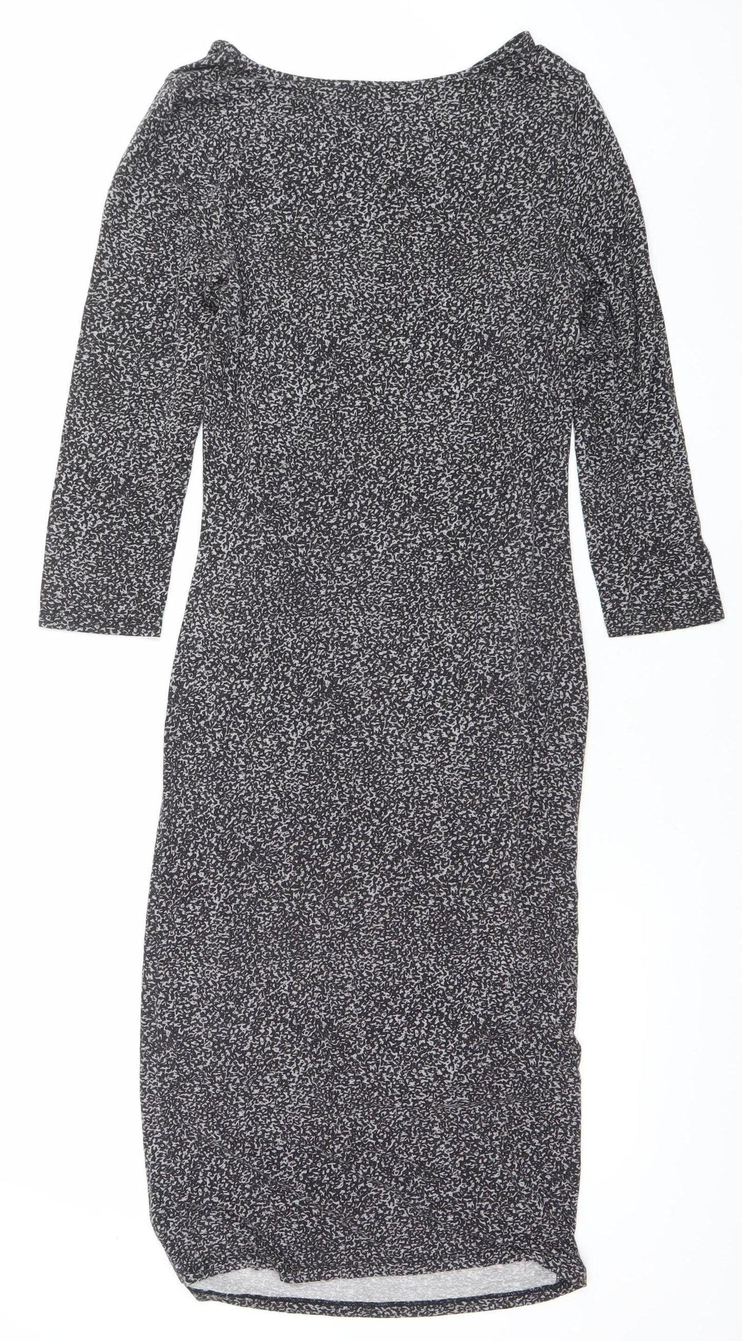 Oasis Women Black Animal Print Bodycon Dress Size S