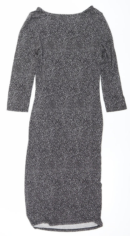 Oasis Women Black Animal Print Bodycon Dress Size S