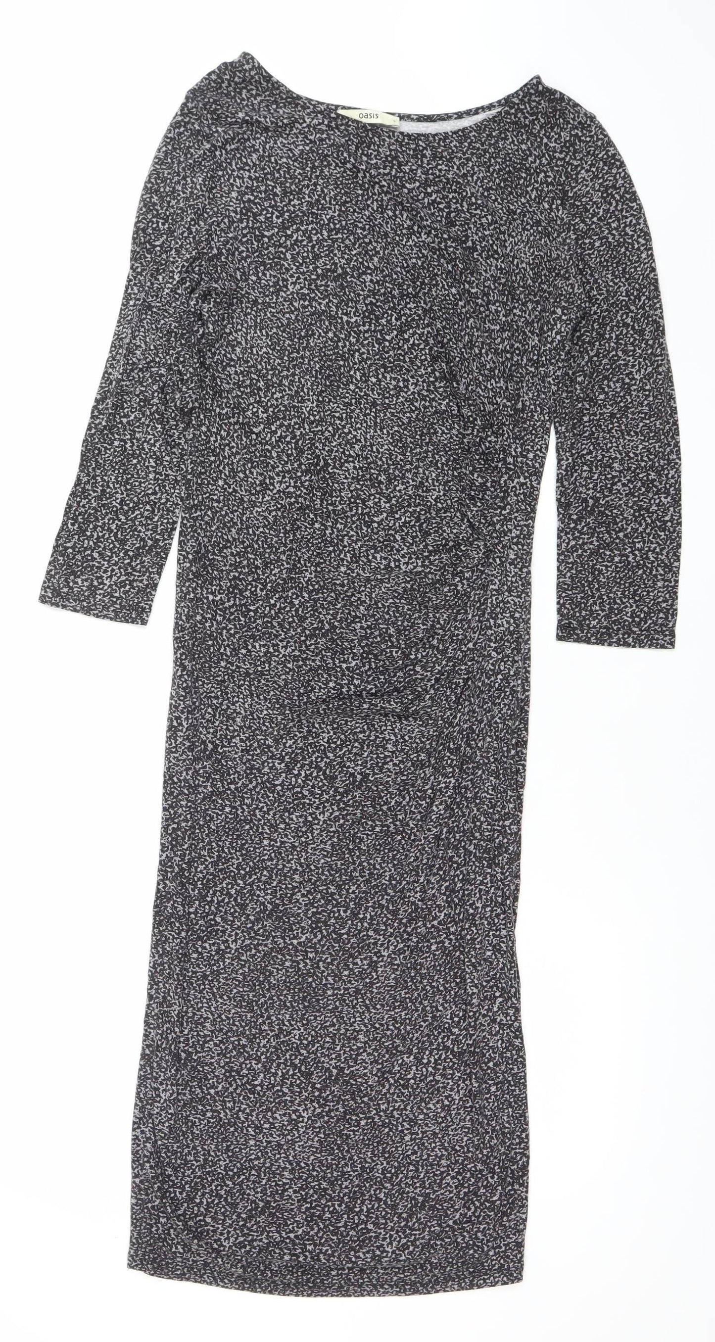 Oasis Women Black Animal Print Bodycon Dress Size S