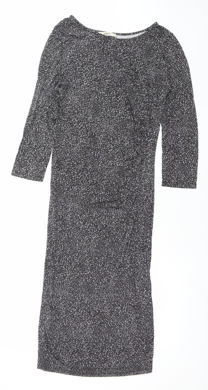 Oasis Women Black Animal Print Bodycon Dress Size S