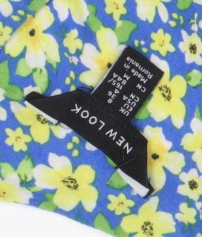 New Look Women's Blue Floral Puff Sleeve Wrap Dress Size 8