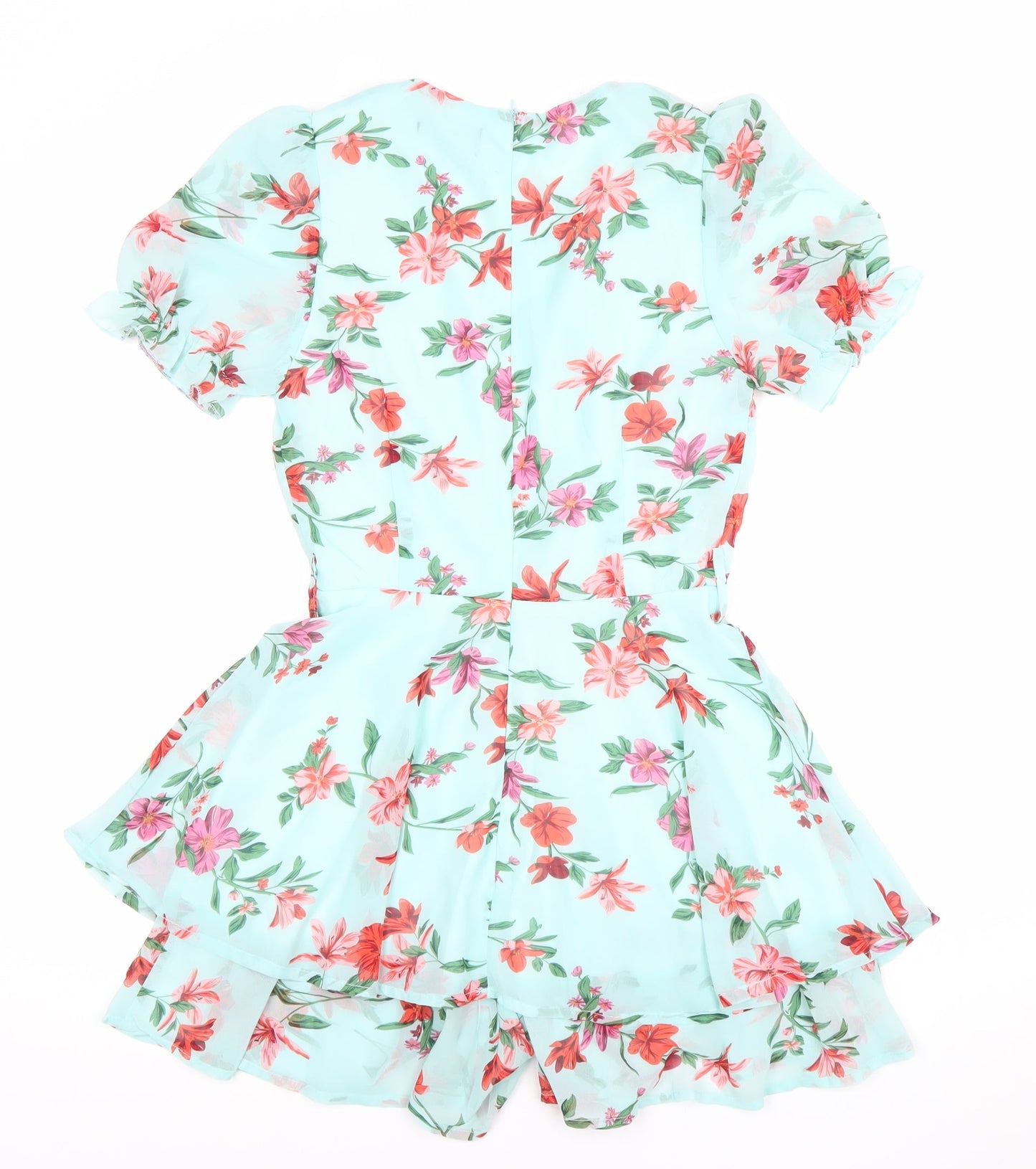 Quiz Women’s Multicoloured Floral V-Neck Puff Sleeve Playsuit Size 6