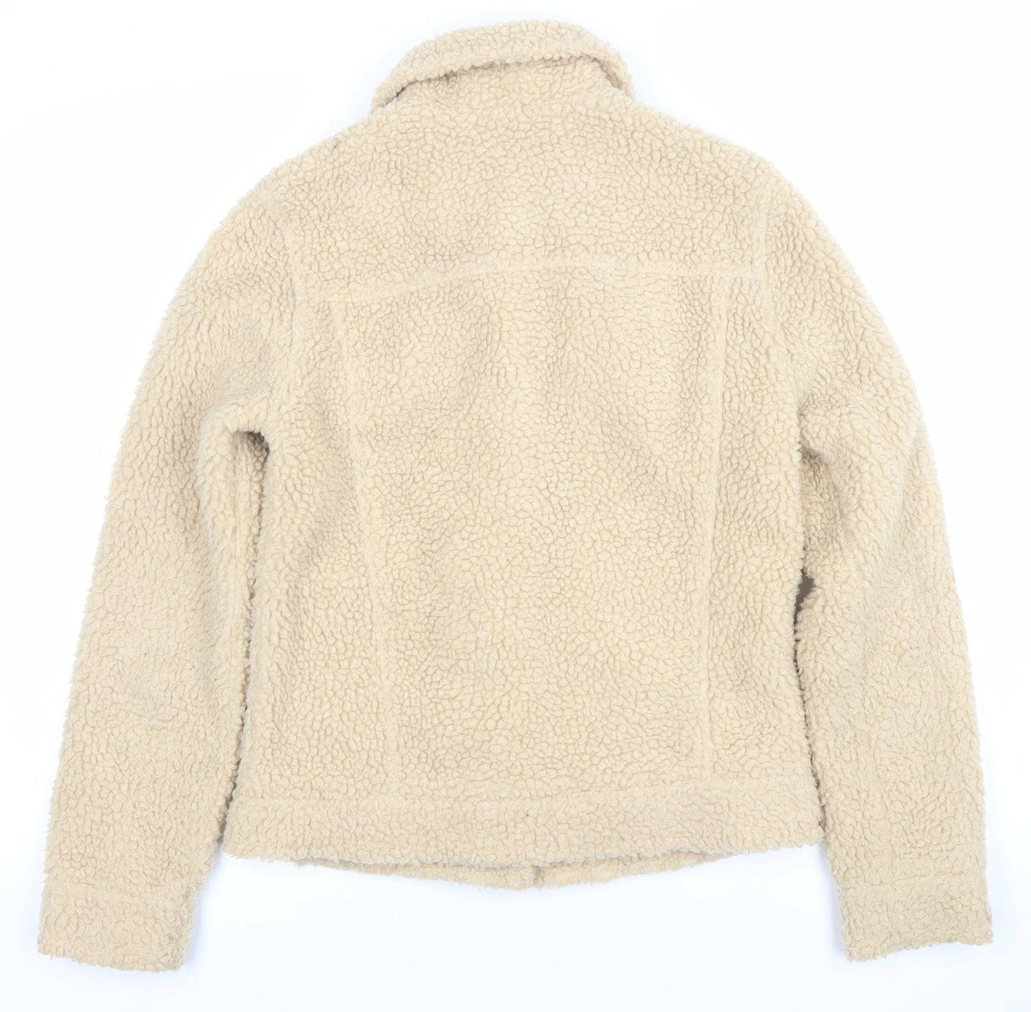 Hollister Womens Beige Fleece Jacket XS Button Casual Winter Coat