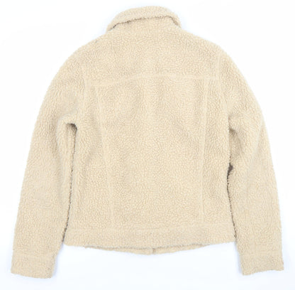 Hollister Womens Beige Fleece Jacket XS Button Casual Winter Coat