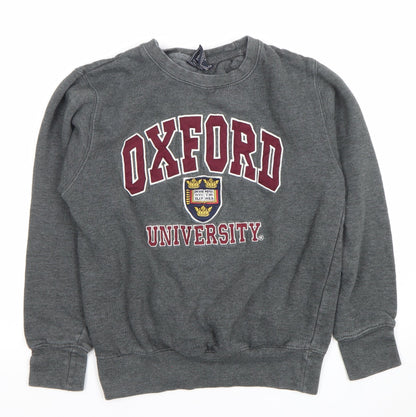 Oxford University Boys Grey XS Pullover Sweatshirt Logo Crew Neck