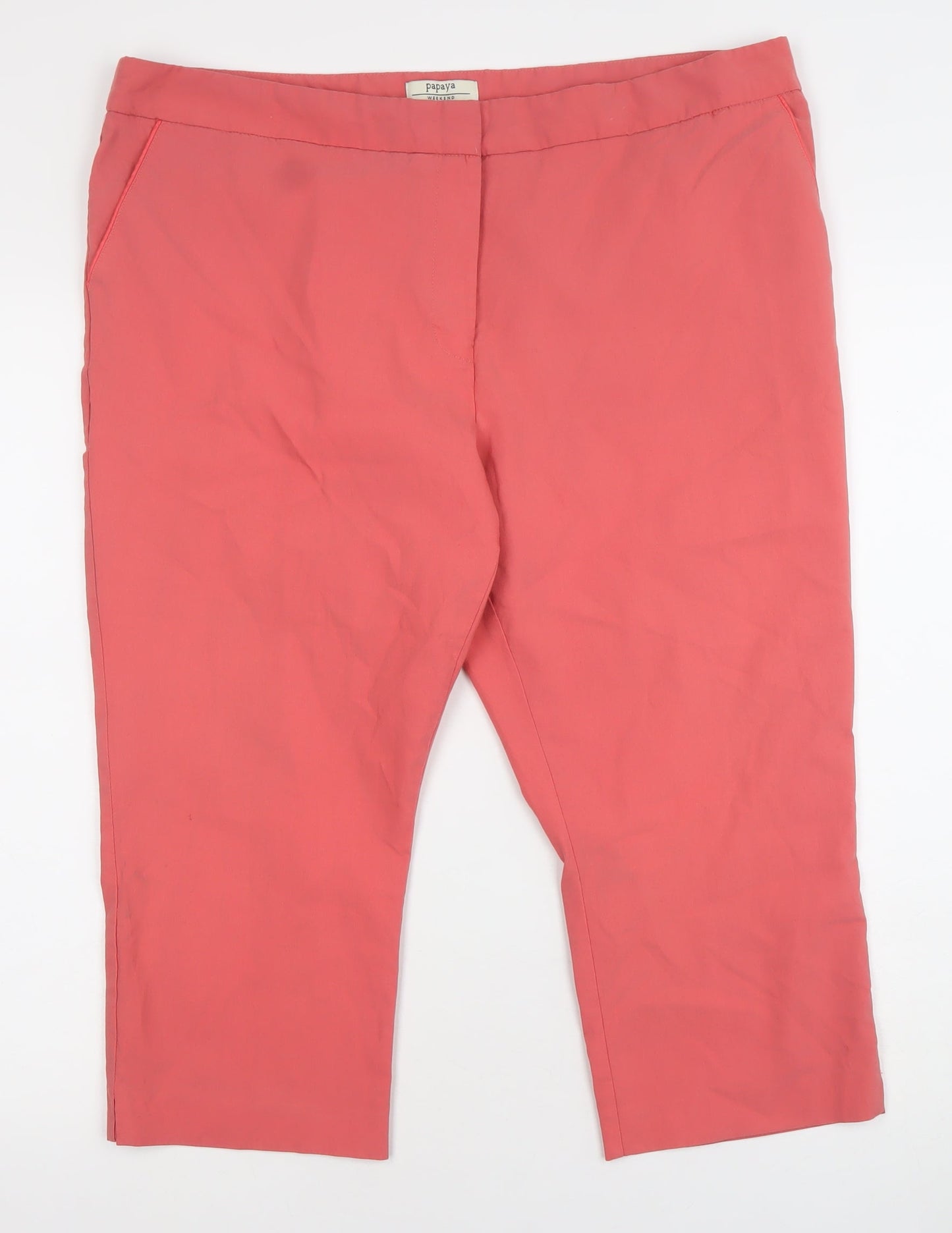 Papaya Weekend Womens Pink Straight Leg Trousers Size 18 Viscose Blend