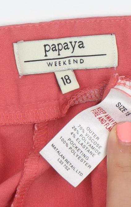 Papaya Weekend Womens Pink Straight Leg Trousers Size 18 Viscose Blend