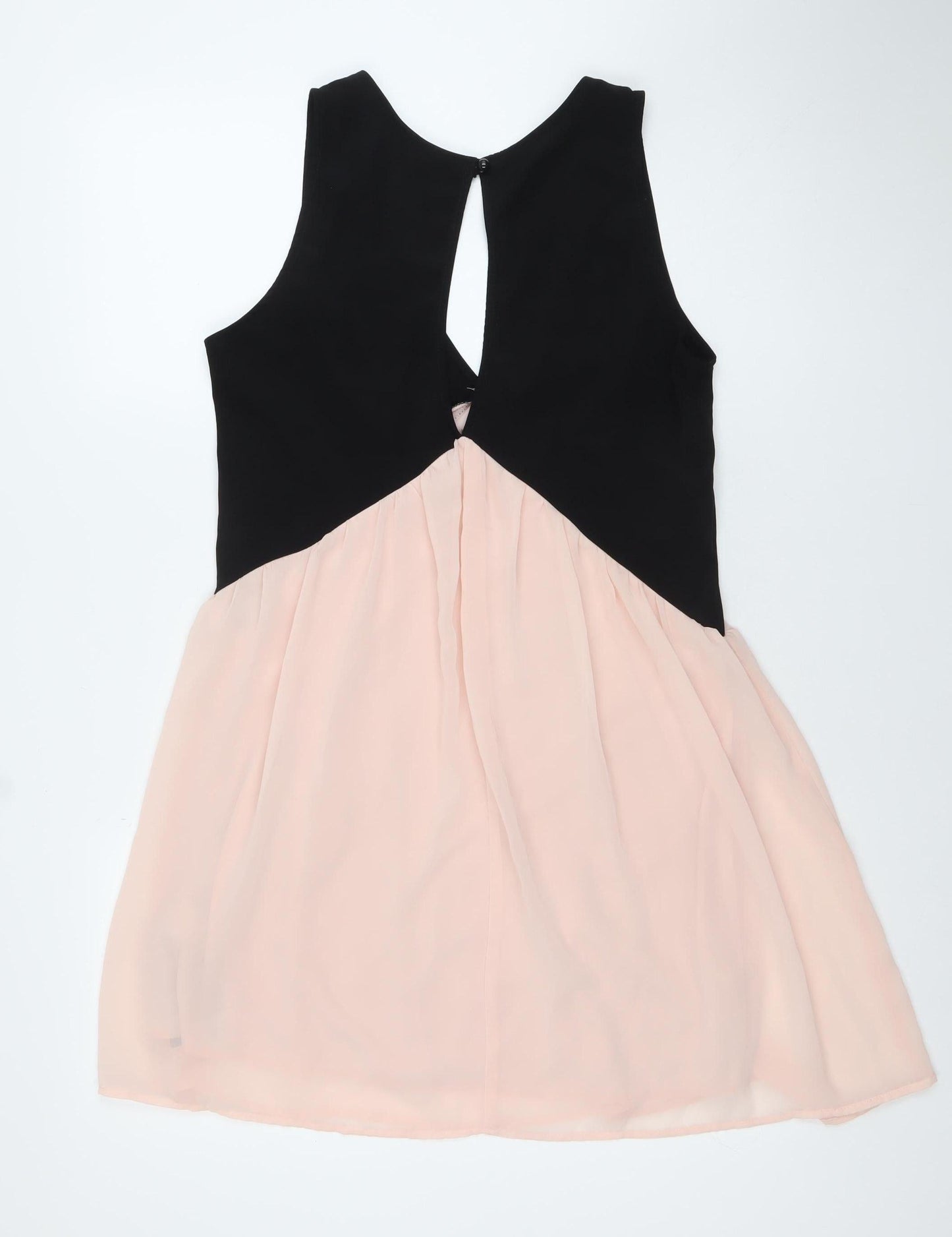 Solemio Women’s Black Pink Fit & Flare Sleeveless Party Dress L