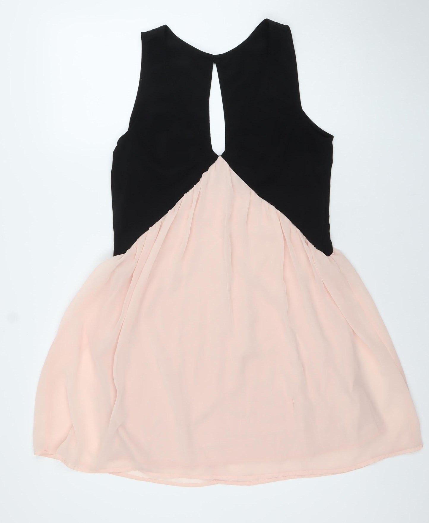Solemio Women’s Black Pink Fit & Flare Sleeveless Party Dress L