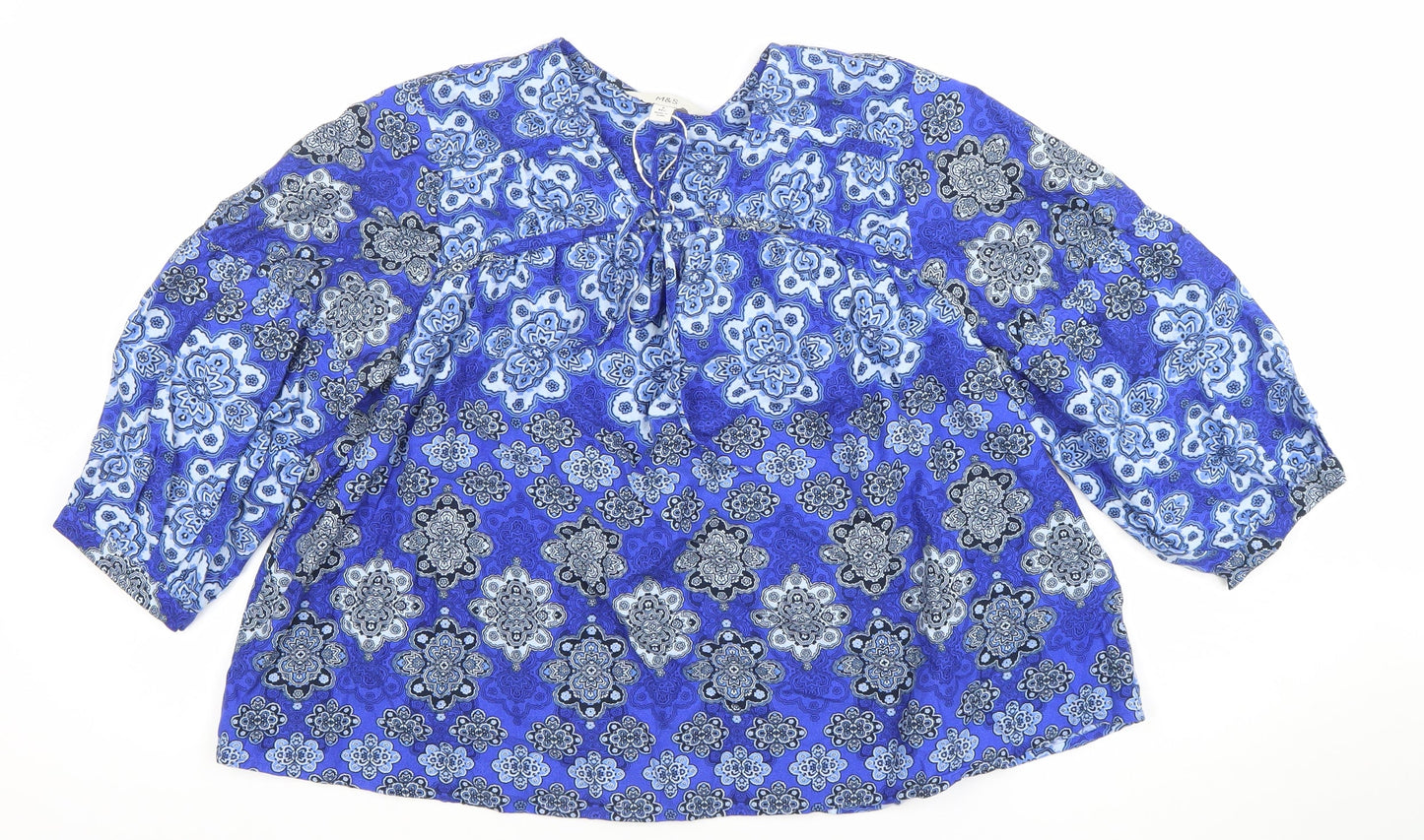 Marks and Spencer Women’s Blue Floral Tunic Blouse Size 8