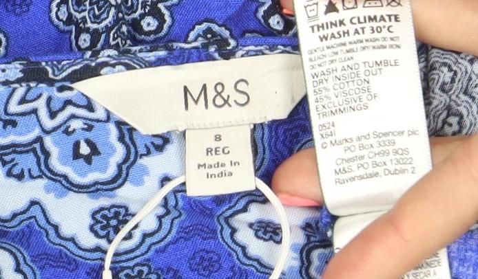 Marks and Spencer Women’s Blue Floral Tunic Blouse Size 8