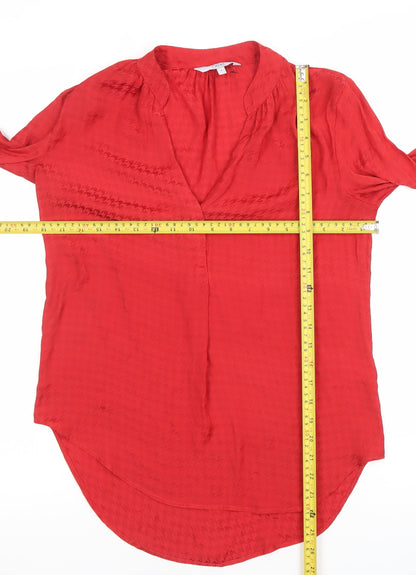 Next Women’s Red Long Sleeve Tunic Blouse Size 10 V-Neck Workwear