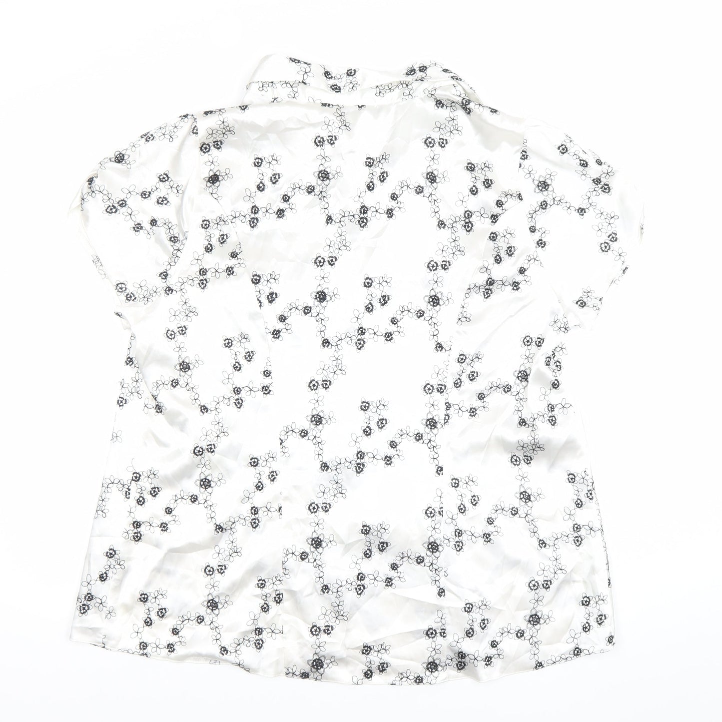 Evans Womens White Floral Satin Button-Up Blouse Size 22