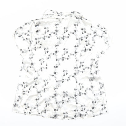 Evans Womens White Floral Satin Button-Up Blouse Size 22