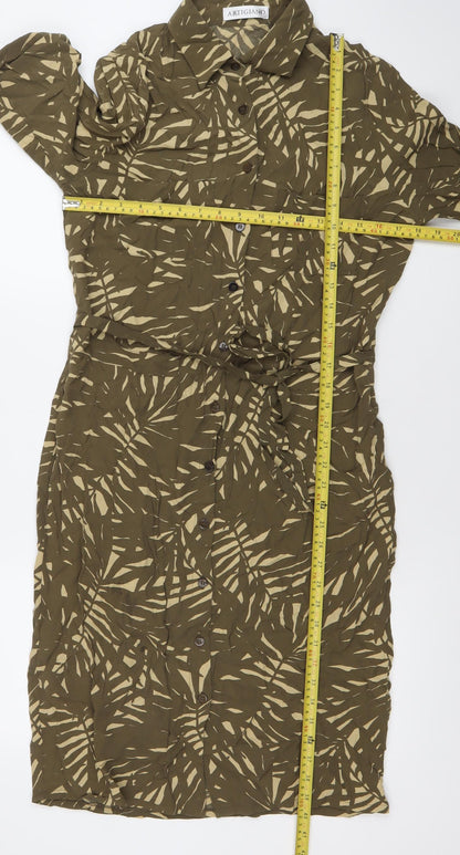 Artigiano Women’s Green Shirt Dress Size 12 Viscose Midi Casual