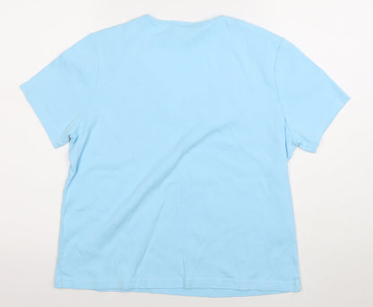 Eastex Women’s Blue Cotton Embroidered Scoop Neck T-Shirt UK 16