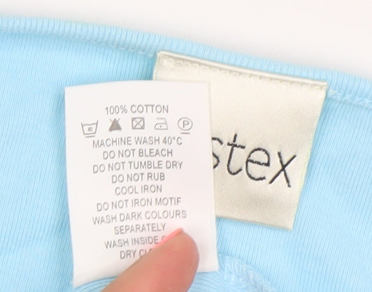 Eastex Women’s Blue Cotton Embroidered Scoop Neck T-Shirt UK 16