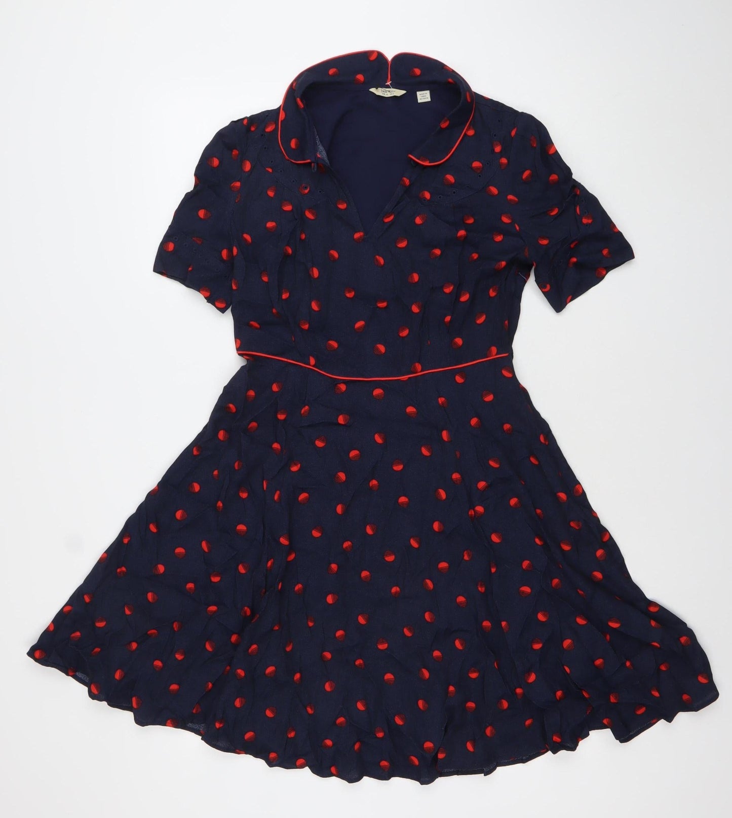 Jack Wills Women’s Blue Polka Dot Fit & Flare Dress UK 10